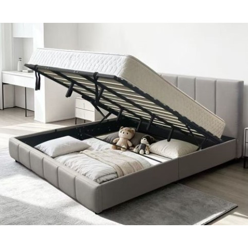 Metro Upholstered Lift Bed Beige Queen Metro Upholstered Lift Bed Beige Queen